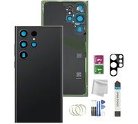 JMBTQ Galaxy S23 Ultra Back Glass Replacement for Samsung Galaxy S23 Ultra Back Cover Glass with Pre-Installed Tape and Camera Lens +Tools (Black)