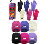 JMC LADIES KNITTED 3M THINSULATE HAT WITH MATCHING THERMAL GLOVES (Black)