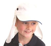 JMC Trading Company Child's Cotton Legionnaire Hat with Toggle Adjuster UPF40+ UV Protection Light Brushed Cotton White