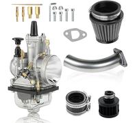 JMCHstore PWK24 Carburator w/Curved Manifold Racing Performance Slide intake pipe Carb Kit For Predator 212cc GX200 Coleman CT200U BT200X Mini bike196 Clones Engine, KT196 Go kart (Obsidian Black)