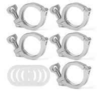 JMCOLMT Tri Clamp 5 Pcs Single Pin Heavy Duty with Wing Nut Generic Ferrule TC 1、1.5 Inch Stainless Steel 304 with Silicone Gasket