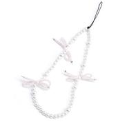 JMCRATE Elegant Beaded Pearl Phone Charms Strap Ribbon Bow Aesthetic Y2K Cell Phone Keychain Cute for Bag Camera USB Decor