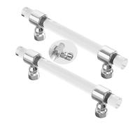 JMCXSM592 2 Packs Cupboard Handles Crystal pulls Cabinet Pulls Transparent Acrylic Handle Drawer Knobs Zinc Alloy,Kitchen Door Levers for Bathroom,Closet,Wardrobe,Dresser (Hole Pitch 128mm,Chrome)
