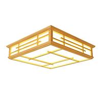 JMEDIC Japanese Wood Flush Mount Ceiling Light, Square Creative LED Remote 3000k-6500k Saving Ceiling Lamp, Flat Plane Is Easy To Install Lighting Fixture, for The Gym,clothing Store,dining Room