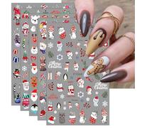 JMEOWIO 10 Sheets Christmas Nail Art Stickers Decals Self-Adhesive Snowflake Winter Holiday Cute Nail Supplies Nail Art Design Decoration Accessories