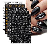 JMEOWIO 12 Red Heart Nail Stickers, Nail Art Stickers Decals, Self-Adhesive, Acrylic, Romantic Style, Crystal Embellishment, Valentines Day, Indoor Use