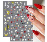 JMEOWIO 3D Embossed Flower Fruit Bee Nail Art Stickers Decals Self-Adhesive 5D Nail Supplies Nail Art Design Decoration Accessories 4 Sheets