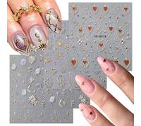 JMEOWIO 3D Embossed Flower Nail Art Stickers Decals Self-Adhesive 5D Spring Summer Floral Nail Supplies Nail Art Design Decoration Accessories 4 Sheets