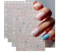 JMEOWIO 3D Embossed Flower Nail Art Stickers Decals Self-Adhesive 5D Spring Summer Floral Nail Supplies Nail Art Design Decoration Accessories 4 Sheets