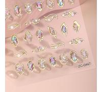 JMEOWIO 3D Embossed Gold Irregular Geometric Nail Art Stickers Decals Self-Adhesive 5D Nail Supplies Nail Art Design Decoration Accessories 1 Sheets