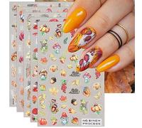 JMEOWIO 6 Sheets Fall Autumn Nail Art Stickers Decals Self-Adhesive Pumpkin Maple Leaf Thanksgiving Nail Supplies Nail Art Design Decoration Accessories