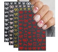JMEOWIO 8 Sheets Heart Bow Tie Star Nail Art Stickers Decals Self-Adhesive Nail Supplies Nail Art Design Decoration Accessories