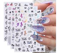 jmeowio 9 Sheets Beach Nail Art Stickers Decals Self-Adhesive Summer Ocean Shark Tropical Nail Supplies Nail Art Design Decoration Accessories