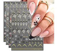 JMEOWIO 9 Sheets Flower Nail Art Stickers Decals Self-Adhesive Spring Summer Floral Line Nail Supplies Nail Art Design Decoration Accessories