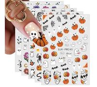 JMEOWIO 9 Sheets Halloween Cute Ghost Nail Art Stickers Decals Self-Adhesive Nail Supplies Design Decoration Accessories