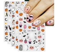 JMEOWIO 9 Sheets Halloween Nail Art Stickers Decals Self-Adhesive Cute Ghost Nail Supplies Nail Art Design Decoration Accessories