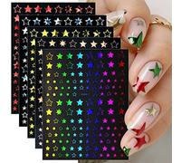 JMEOWIO 9 Sheets Star Nail Art Stickers Decals Self-Adhesive Little Stars Nail Supplies Nail Art Design Decoration Accessories
