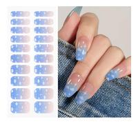 JMEOWIO Gel Nail Stickers Cloud Star Semi Cured Gel Nail Strips Wraps UV/LED Nails Art Design Decoration Accessories