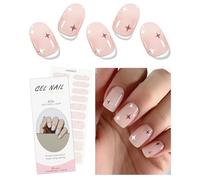 JMEOWIO Gel Nail Stickers Colorful Star Semi Cured Gel Nail Strips Wraps UV/LED Nails Art Design Decoration Accessories