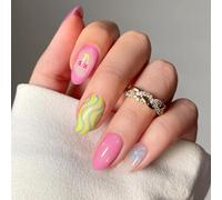 JMEOWIO Gel Nail Stickers Flower Star Line Semi Cured Gel Nail Strips Wraps UV/LED Nails Art Design Decoration Accessories