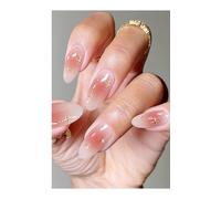 JMEOWIO Gel Nail Stickers Star Light Pink Semi Cured Gel Nail Strips Wraps UV/LED Nails Art Design Decoration Accessories