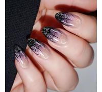 JMEOWIO Halloween Black Purple Semi Cured Gel Strips Wraps Nail Art Sticker