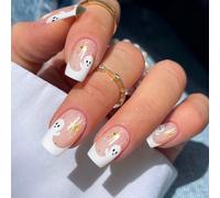 JMEOWIO Halloween Cute Ghost Semi Cured Gel Strips Wraps Nail Art Sticker