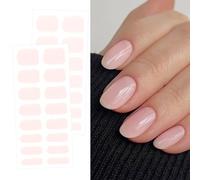 JMEOWIO Semi Cured Gel Nail Strips Cream Light Pink 30 Pcs Gel Nail Stickers Wraps UV/LED Nails Art Design Decoration Accessories
