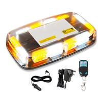 JMEST LEAD Amber White Strobe Lights with Magnetic Base, 48 LED Wireless Rechargeable Emergency Strobe Beacon Light, 12V-24V Roof Top Flashing Light for Car Trucks Vehicles