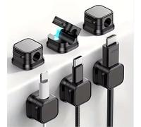 JMEUK - 6 Pack Cable Clips Tidy, Magnetic Cord Organizer Holder Desk Cable Clips Management Strong Self Adhesive Desk Wire Tidy for Nightstand Kitchen Appliances Office Supplies, Black