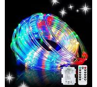 JMEXSUSS 100 LED Battery Operated Rope Lights Outdoor Waterproof, 33ft 8 Modes Battery Powered String Lights Outdoor with Remote for Trampoline Tent Camping Canopy Deck Decor (Multicolor)