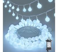 JMEXSUSS 100LED Globe Fairy Lights Indoor Outdoor, White Christmas Lights | 8 Modes String Lights Mains Powered for Bedroom,Garden Party Wedding Decor Girls Rooms,Balconies and Camping Lighting