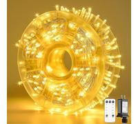 JMEXSUSS 132ft 400 LED String Lights Indoor Outdoor,Warm White Christmas Lights Plug in,8 Modes Clear Wire Fairy Light for Christmas Tree, Bedroom, Garden and Holiday Decor