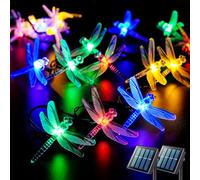 JMEXSUSS Dragonfly Solar String Lights Outdoor, 25.6FT 30 LED Waterproof Solar Fairy Lights, 8 Modes Multicolor Light Outdoor for Garden Patio Yard Decorations