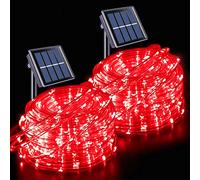 JMEXSUSS Solar Rope Lights, 2 Pack 100 LED 33ft 8 Modes Solar Rope Lights Outdoor Waterproof Red LED Christmas Light for Tent Gazebo, Trampoline, Walkway, Pool Decor(Red)