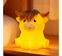 JMG-Myratts Night Light for Kids, Cute Soft Silicone Highland Cow Lamp, Dimmable Timer Nursery Portable Rechargeable Kawaii Lamps, Bedside Lamp for Baby Toddler Adult[Energy Class G] (Highland Cow)