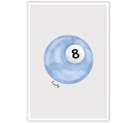 JMGHKL Vintage Trendy Lucky 8 Ball Poster Sky Blue Pool Ball Wall Art Decor Maximalist Aesthetic Pool Ball Canvas Print Funky Y2k Room Drawn Wall Art For Room Bedroom Living 8x12in Unframed