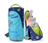 JMHACHY Standing Pencil Case for Boys - Back to School Stuff, Standing Zipper Pencil Case Aesthetic, Large Capacity Stand up Pen Bag, Stationery Pen Holder, Study Supplies for Students, Space