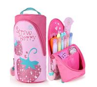 JMHACHY Standing Pencil Case for Girls - Back to School Stuff, Standing Zipper Pencil Case Aesthetic, Large Capacity Stand up Pen Bag, Stationery Pen Holder, Study Supplies for Students, Strawberry