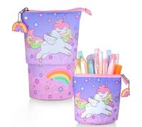 JMHACHY Standing Pencil Case for Kids - Back to School Stuff, Telescopic Zipper Pencil Case Aesthetic, Large Capacity Stand up Pen Bag, Portable Pen Holder, Study Supplies for Students, Unicorn