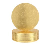 JMIATRY 10 Pcs Round Cake Boards, 10 Inch Cake Board with Gold Foil Covered, Strong Cakes Drum for Cakes Decorating, 8mm Thick