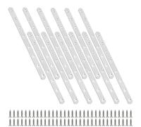 JMIATRY 12 Pcs Mending Plates, Metal Straight Brackets for Wood, 295mm Stainless Steel Sleeper Brackets with 120 Pcs Screws, Heavy Duty Flat Sleeper Fixings Metal Plate for Furniture Repair