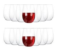 JMIATRY 12 Pcs Plastic Stemless Wine Glasses, 350ml Plastic Wine Glasses Reusable, Clear Shatterproof Wines Glass for Wedding, Party, Picnics, Camping and Pools