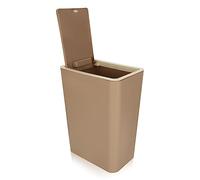 JMIATRY 12L Bedroom Bin with Lid, Press-Type Rubbish Bin with Top Lid, Plastic Waste Paper Bin for Bedroom, Toilet, Kitchen, Living Room and Office, 34x22x15cm, Brown