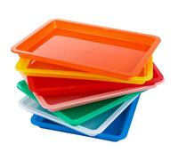JMIATRY 14 Pcs Multicolor Plastic Art Trays, 34x25x3cm Anti-Slip Serving Tray, 7 Colors Play Trays, Plastic Art Activity Tray for Home School Art Crafts and DIY Projects