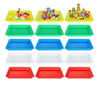 JMIATRY 15 Pcs Multicolor Plastic Art Trays, 28x21x3cm Anti-Slip Serving Tray, 5 Colors Play Trays, Plastic Art Activity Tray for Home School Art Crafts and DIY Projects