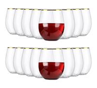 JMIATRY 16 Pcs Plastic Stemless Wine Glasses, 350ml Reusable, Clear Shatterproof for Red Wine, Wedding, Party, Picnics, Camping and Pools
