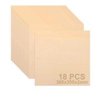 JMIATRY 18 Pcs Balsa Wood Sheets, 300x300x2mm Plywood Sheet, Unfinished Basswood Sheets for Home Decoration, DIY Crafts Projects, Woodcraft Model, Painting and Engraving