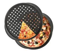 JMIATRY 2 Pack 14 inch Pizza Trays for Oven Non Stick, Non-Stick Pizza Pan with Handles, Carbon Steel Pizza Oven Trays, Black