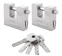 JMIATRY 2 Pcs Container Padlock with Keys, 74mm Heavy Duty Security Padlock, 12mm Thick Shackle, Anti Drill Cylinder, Steel Padlocks for Container, Door, Shed, Lockers, Gates and Warehouses